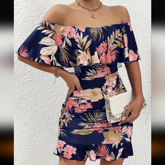 3/$30 - Floral Off-Shoulder Dress - Picture 1 of 4
